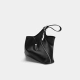 TAD-FAB-Zip-Hobo-matte-black-calfskin-shoulder-bag-side-view